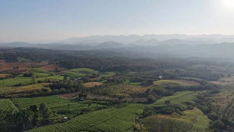 Serene Mountain Landscape with Soft Sunlight and Clear Sky Видео 326176565