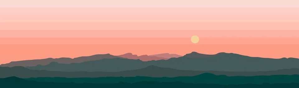 A serene mountain range at sunset Stock Illustration