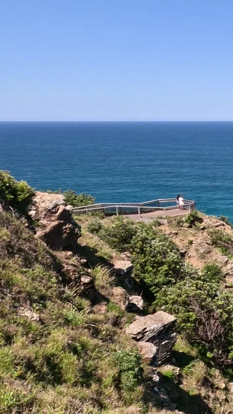 Serene Ocean View from Cliff Vídeo Stock 305131217