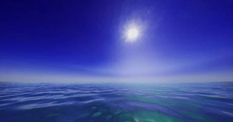 Serene ocean view under bright sun at midday with clear blue skies Stock Illustration