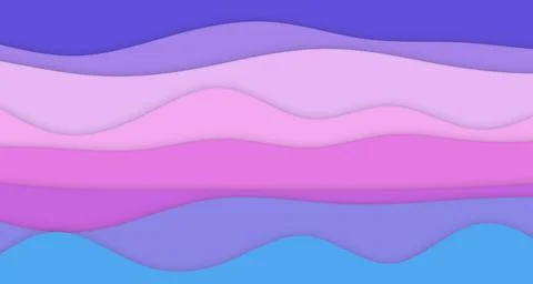 Serene paper wave bands in soft blue background Stock Illustration