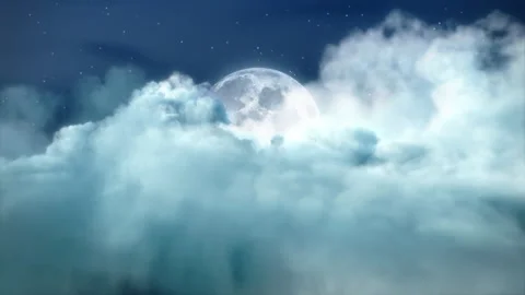 Serene Passing Cloud Moon Background Loop Stock Footage 313660673