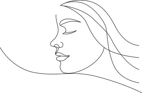 Serene profile line drawing Vector Stock Illustration