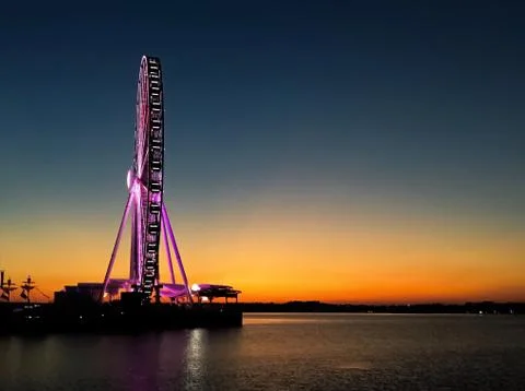Serene Purple Ferris Wheel Stock Photos