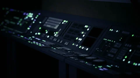 Serene recording studio featuring softly illuminated control panels and gear Stock Footage 333556259