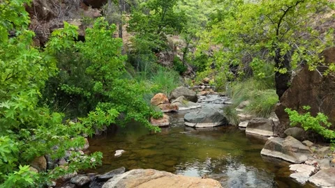 Serene River Flowing Through Rocky Forest Valley Stock Footage 314920215