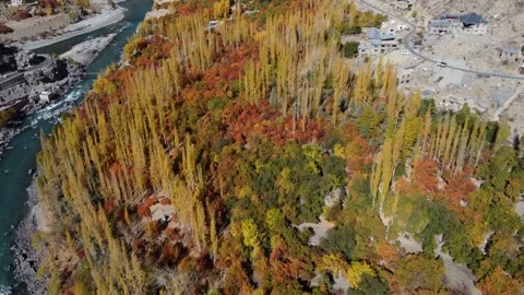 Serene river scenes surrounded by blazing fall foliage. Stock Footage 310782823