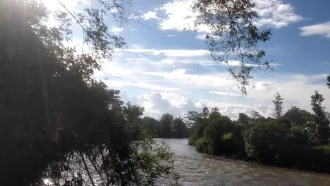 Serene River Under the Blue Sky 库存影片 335082089