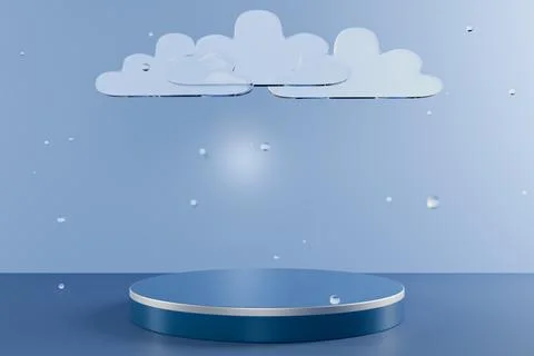 A serene scene featuring clouds and falling raindrops on a blue background Illustrazione stock