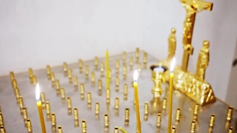 Serene Setting Featuring Softly Flickering Candles And Nostalgic Remembrance Stock Footage 323625236