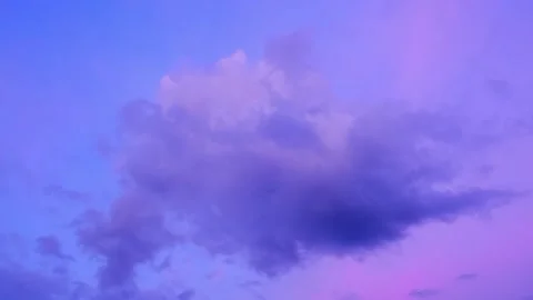 Serene sky with a fluffy cloud blue and lilac colors, calm and dreamy Stock Footage 340273249
