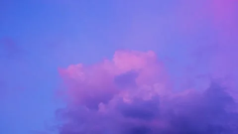 Serene sky with a fluffy cloud blue and lilac colors, calm and dreamy Stock Footage 340273261