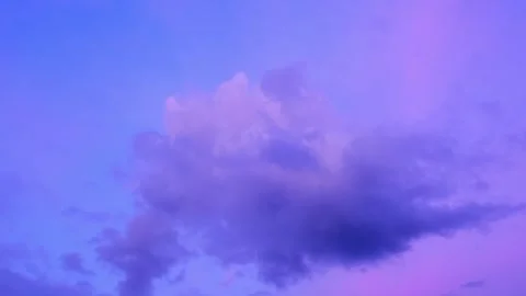 Serene sky with a fluffy cloud blue and lilac colors, calm and dreamy Stock Footage 340273283