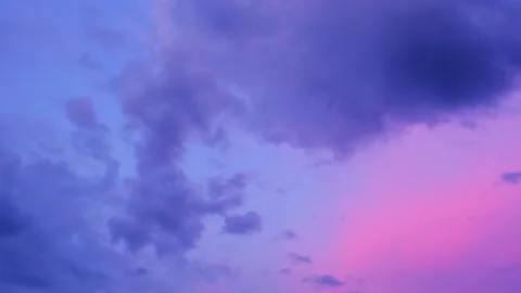 Serene sky with a fluffy cloud blue and lilac colors, calm and dreamy Stock Footage 340273295