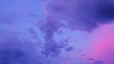 Serene sky with a fluffy cloud blue and lilac colors, calm and dreamy Stock Footage 341257540