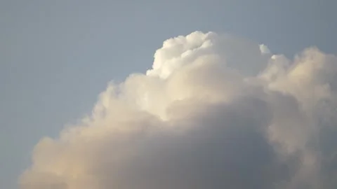 Serene Sky with Fluffy White Clouds and Sunlight Peeking Through Stock Footage 264348228