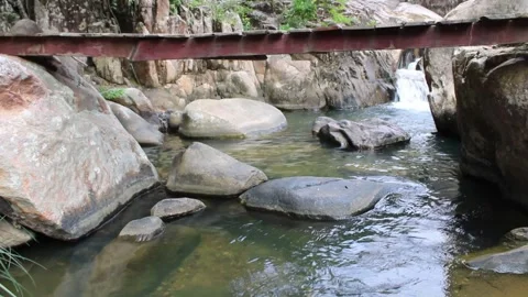 Serene Stream Under Bridge. Stock Footage 312070757