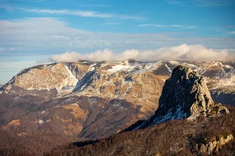 Serene Sunrays Over the Mountain Stock Photos