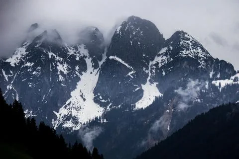 Serene Sunrays Over the Mountain Stock Photos