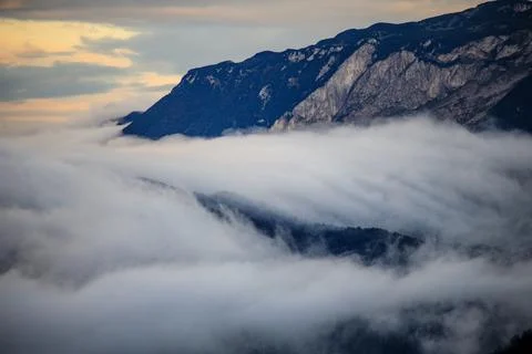 Serene Sunrays Over the Mountain Stock Photos