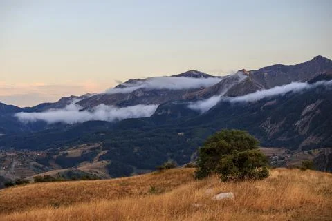 Serene Sunrays Over the Mountain Stock Photos