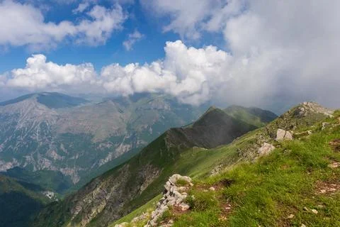 Serene Sunrays Over the Mountain Stock Photos
