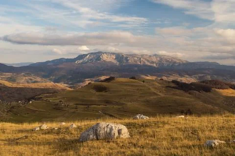 Serene Sunrays Over the Mountain Stock Photos