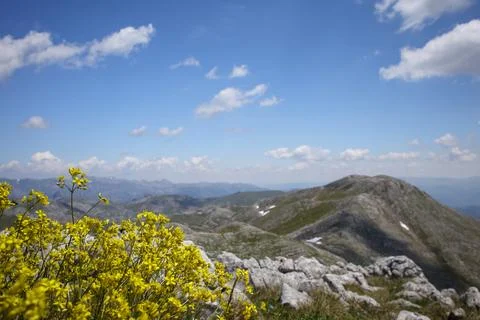 Serene Sunrays Over the Mountain Stock Photos