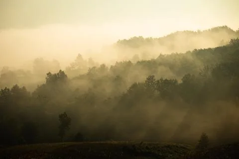 Serene Sunrays Over the Mountain Stock Photos