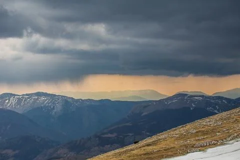 Serene Sunrays Over the Mountain Stock Photos