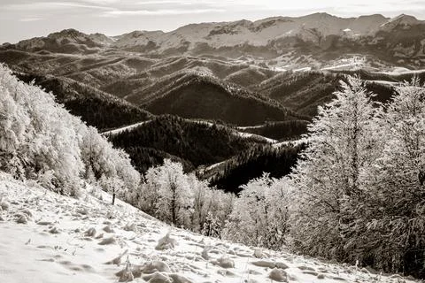 Serene Sunrays Over the Mountain Stock Photos