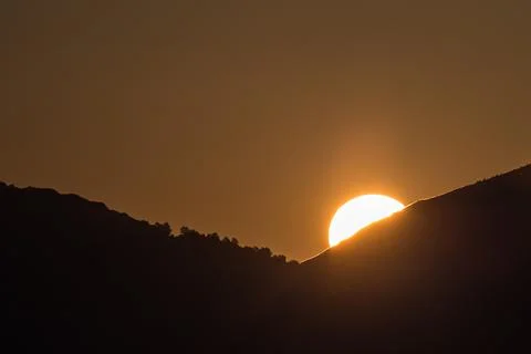 Serene Sunrays Over the Mountain Stock Photos