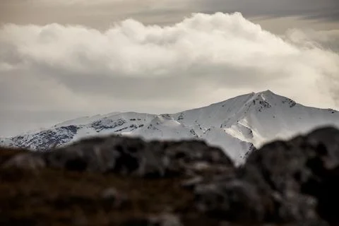 Serene Sunrays Over the Mountain Stock Photos