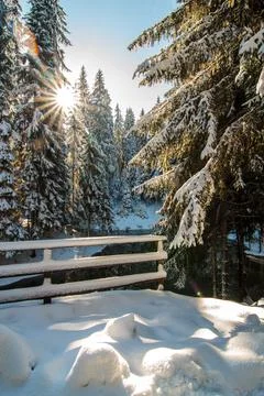 Serene Sunrays Over the Mountain Stock Photos