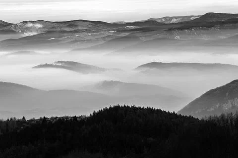 Serene Sunrays Over the Mountain Stock Photos