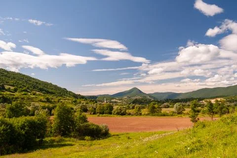 Serene Sunrays Over the Mountain Stock Photos