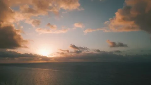 Serene sunset glow over open sea Stock Footage 345681287
