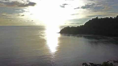 Serene Sunset Over Coastal Cliffs and Ocean Bay Stock-Footage 310216199