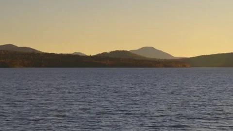 Serene Sunset Over Mountain Lake Landscape Stock Footage 325465635