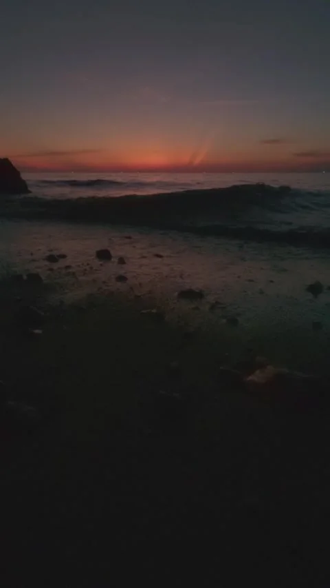 Serene Sunset Over Ocean Waves Stock Footage 305981614