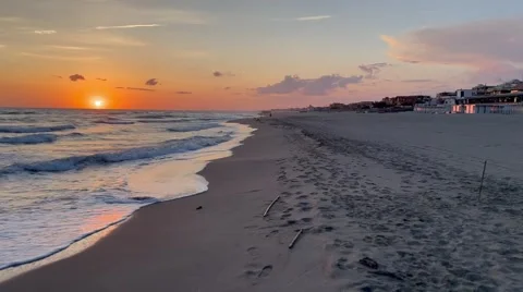 Serene Sunset Over Tranquil Ocean Waves Stock Footage 309371814