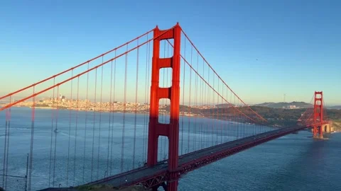Serene sunset time view of Golden Gate Bridge in San Francisco California Stock Footage 294551834