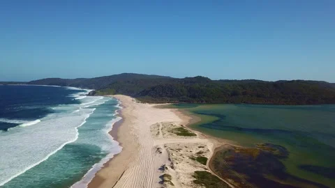 Serene View Of Celitto Beach In New South Wales, Australia. Aerial Shot Stock Footage 294633392