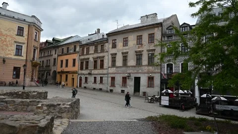A serene view of the historic Old Town Square, revealing beautifully aged b.. Stock Footage 335204821