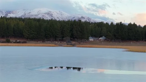 Serene Water Surface at Laguna La Zeta in Patagonia Stock Footage 337934290