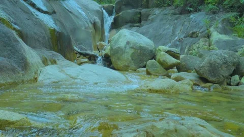 Serene Waterfall and Stream Over Rocks | Peaceful Nature Sounds for Relaxation Stock Footage 286937416