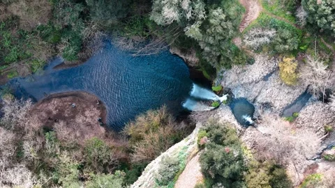 Serene Waterfall Cascading Into a Tranquil Pool Surrounded by Lush Greenery Stock Footage 281332770