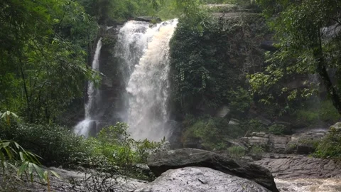A Serene Waterfall Flowing Gracefully. Stock Footage 302263662