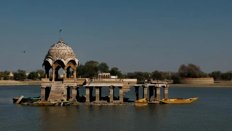 A Serene Waterscape with an Ancient Architectural Marvel: A Timeless Structure R 스톡 동영상 336377710