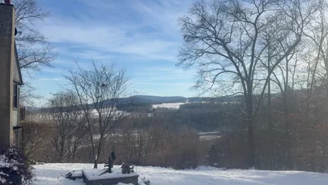 Serene Winter Landscape and Forest in Rural Pennsylvania Stock Footage 322697072